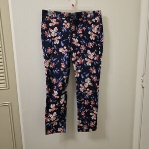 GAP Navy Floral Slim City Khakis